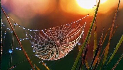 spider web with dew drops