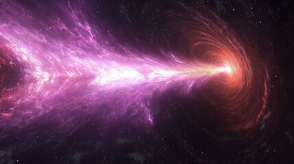 Wall Mural - Abstract Cosmic Wormhole with Pink and Red Vortex in Deep Space Representing Galactic Exploration and Science Fiction Concept, Generative AI