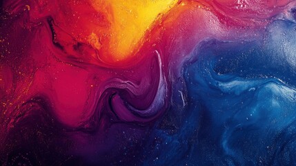 Dark grainy color gradient wave background, purple red yellow blue colors banner poster cover abstract design, black copy space