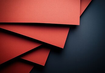 Red paper background, with three overlapping red papers in the foreground and a dark gradient background Generative AI