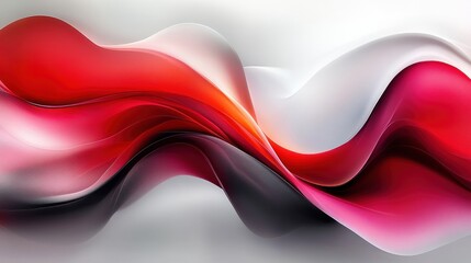 Abstract red and white waves with a black swirl.