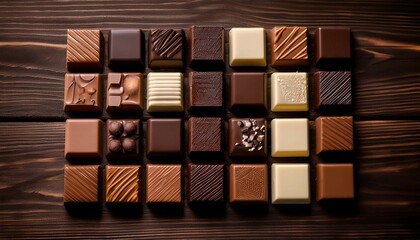 Wall Mural - pieces of chocolate on a white background