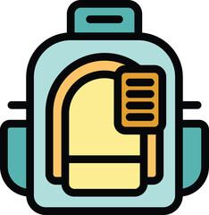 Wall Mural - School backpack icon showing a typical backpack used by students for carrying books and supplies