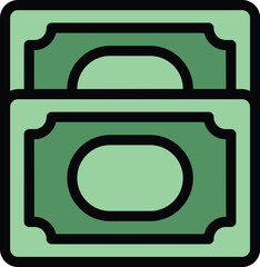 Canvas Print - Simple illustration of two green banknotes, perfect for topics related to money, finance, and wealth