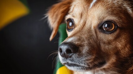 Close-up Portrait of a Brown Mixed-Breed Dog with Expressive Eyes