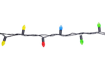 Wall Mural - string of christmas lights isolated on white background with clipping path