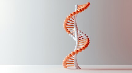 orange and white dna double helix structure model on white background scientific molecular biology i