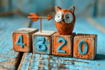 2024 Business Goals and Strategies for Success Wooden Cubes Target Icon Planning New Year Vision Growth