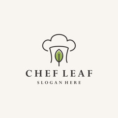 chef leaf logo design template, restaurant logo design concept