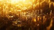 © รุ่งอรุณ ศรีนรสิทธิ์ - Abstract Golden Data Landscape with Light Effects