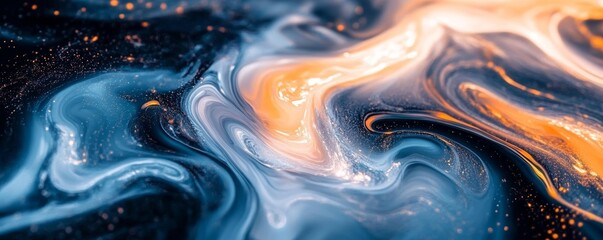 Abstract swirling pattern with blue and orange, digital art. Creativity and imagination concept