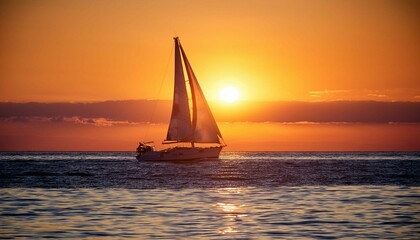 Poster - sailboat at sunset