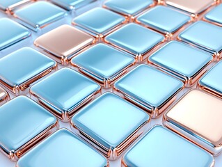Fototapete - Abstract background with blue and rose gold square pattern.