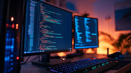 close-up view of computer screen display coding.ai generative