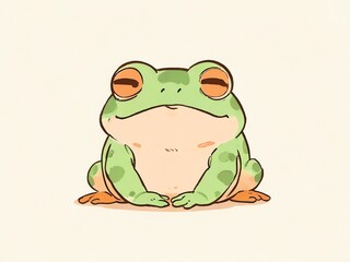 Sticker - Cute Green Frog Illustration