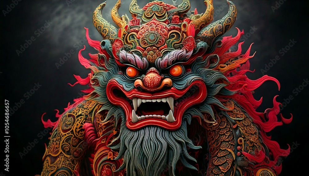 generative AI. Ancient demon with a dragon face in angry mode. Ancient ...