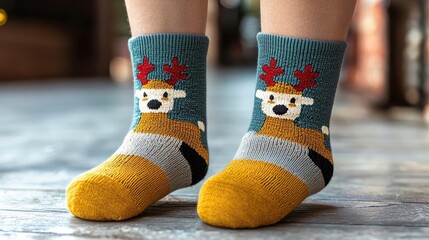 Fun holiday-themed socks with reindeer design, celebrating National Sock Day with style