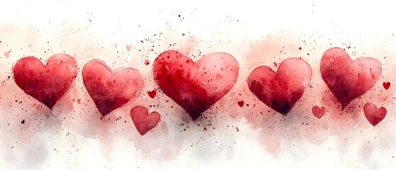 Poster - Captivating Valentine s Day inspired wallpaper featuring various sizes of hand drawn hearts in shades of pink and red set against a clean white backdrop for a beautiful romantic aesthetic
