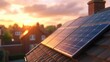 © Natawut - Solar panels on the roof of a residential urban area at sunset