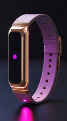 Fototapete - A modern smartwatch with a pink strap and a glowing pink light.