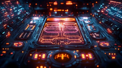 Aufkleber - Glowing encrypted pathways with neon elements advanced tech user interface and a futuristic matrix design showcasing a conceptual high tech digital landscape