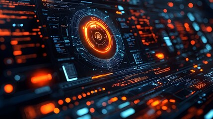 Aufkleber - Cutting Edge Digital Security Interface Showcasing Advanced Firewall and Data Protection Protocols to Safeguard Critical Information and Systems Against Cyber Threats
