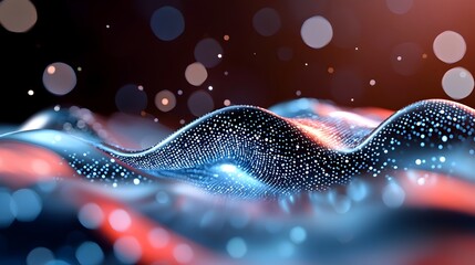 Fototapete - Sleek Digital Network Flow Tech Inspired Abstract Background Featuring Interconnected Patterns Shapes and Data Visualization Elements Suitable for Science Education and Technology Concepts