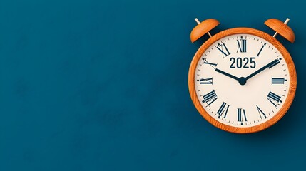 Aufkleber - Stylish Minimalist Design Featuring a Sleek Clock Striking Midnight with the Year 2025 in an Font Leaving Ample Space for Advertising or Promotional Content
