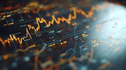 Fototapete - Clean and Minimalist Business Data Visualization with Layered Line Charts and Bar Charts on a Grid Background Representing Detailed Data Analysis and Reporting