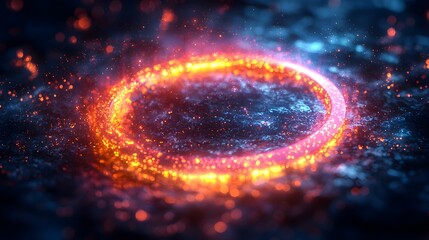 Poster - Captivating Digital Tech Circle with Neon Data Visualization Floating in 3D Abstract Background  Elegant and Futuristic Conceptual Capturing the Essence of Big Data and Digital Transformation