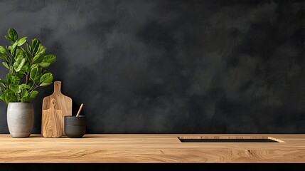 Fototapete - Bright and airy modern kitchen interior with a bar counter sink and stylish kitchenware arranged on open shelves creating a clean and organized living space