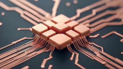 Fototapete - Futuristic digital interface with interconnected data nodes and circuits representing intelligence processes and secure information transfer technology