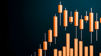 Fototapete - Upward arrows and a financial graph displaying steady growth on an abstract blue background symbolizing the success and progress of the market and business ventures