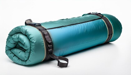 Teal sleeping pad rolled up