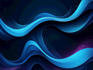 Wall Mural - abstract blue color background with waves and stars