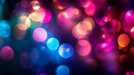 Leinwandbilder - Vibrant Defocused Abstract Light Bokeh with Multicolored Circles : Generative AI