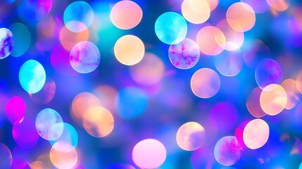 Poster - Abstract Festive Background of Colorful Soft Focus Bokeh Lights in Rainbow Hues : Generative AI