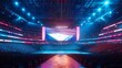 © peacehunter - Vibrant E-Sports Arena with Dynamic Lighting and Large Screen Display for Competitive Gaming Events