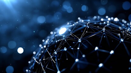 Leinwandbilder - Futuristic Digital Network Globe with Blue Glowing Connections and Abstract Technology Background : Generative AI
