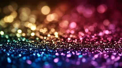 Poster - Vibrant Multicolored Bokeh Background with Glittering Rainbow Lights for Festive Abstract Designs : Generative AI