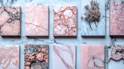Aufkleber - Artistic Collection of Marble Tile Patterns with Elegant Natural Designs : Generative AI