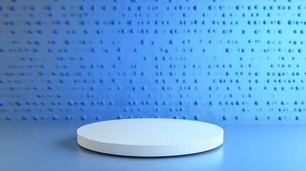 Fototapete - Minimalist Abstract Blue Background with Circular Platform and Repeating Numbers for HighTech Design : Generative AI