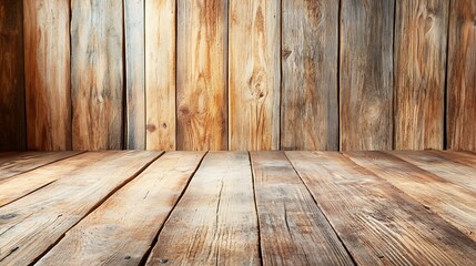 Aufkleber - Rustic Wood Plank Wall and Floor Background for Interior Design : Generative AI