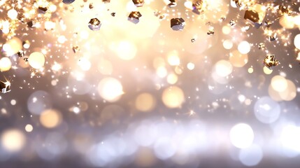 Poster - Golden and Silver Bokeh Lights Creating a Dreamlike Shimmering Background for Festive Occasions : Generative AI