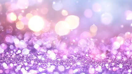 Fototapete - Glittering Bokeh Sparkles in Soft Pastel Colors for Enchanting Celebration Background : Generative AI