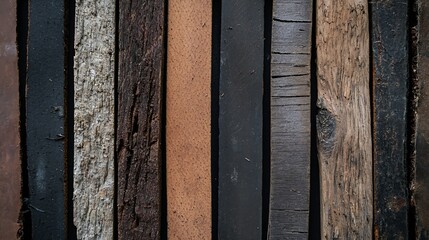Fototapete - Rustic Wooden Texture Boards in Various Shades and Patterns for Natural Design Inspiration : Generative AI