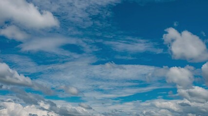 Wall Mural - blue sky with fluffy cloud time lapse on a sunny day 4k footage.