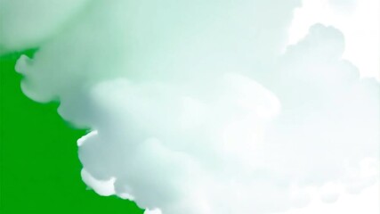Wall Mural - white smoke cloud on green screen