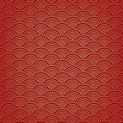 Japanese-Inspired Red and Gold Wave Pattern