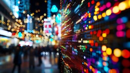 Poster - Abstract Colorful Light Display in Urban Night Scene with Bokeh and Bright Lights : Generative AI